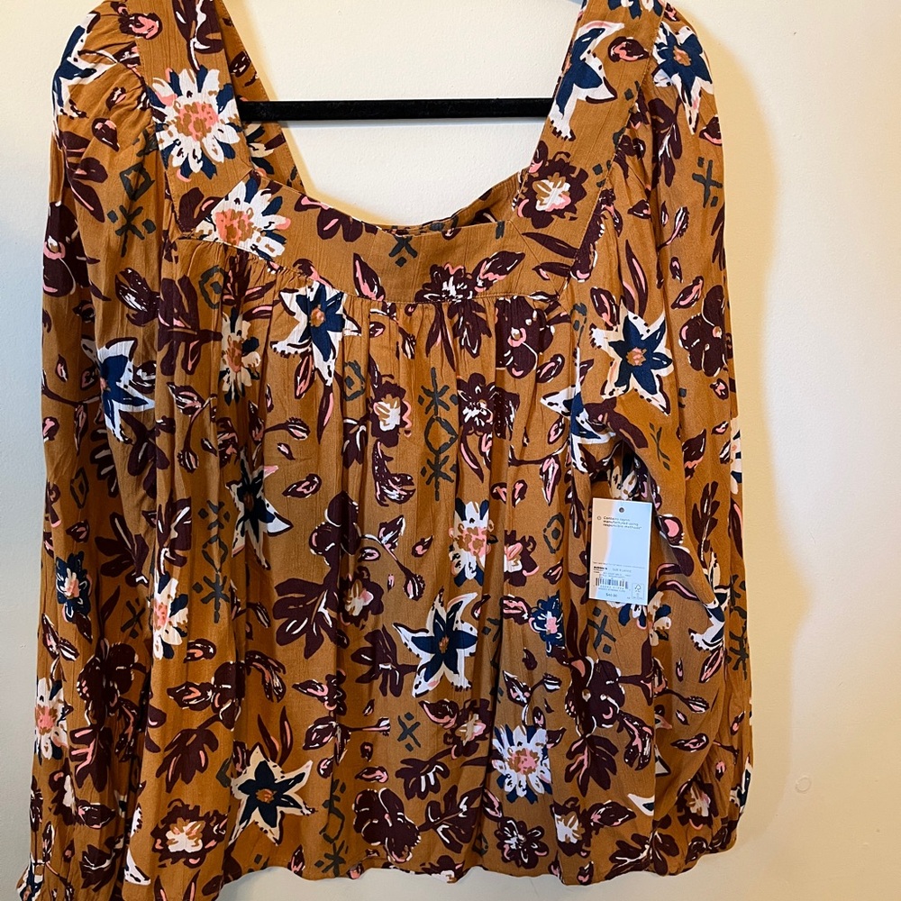 Sonoma Brown Relaxed Pleated Blouse